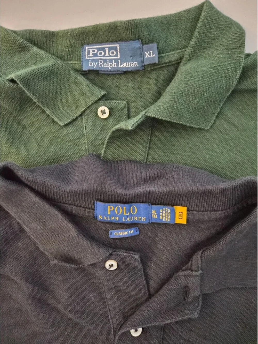Polo Ralph Lauren Mens Classic Fit Mesh Polo Shirt XL Lot of 2 Navy Green Cotton